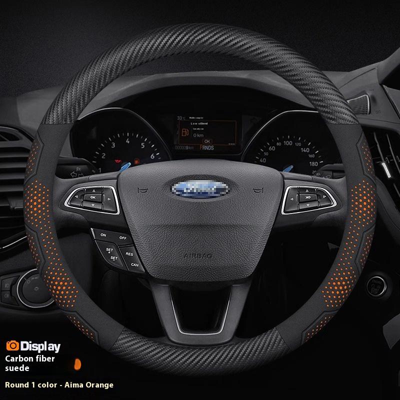 Carbon Fiber Suede Steering Wheel Cover for Ford Focus F150 Mondeo Fiesta Kuga Edge Ecosport Explorer Escape Fusion Car Accessor