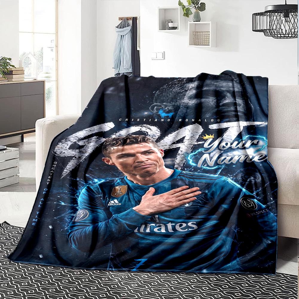 Cristiano Ronaldo (32) Personalized Text Blanket Cozy Personalized Blanket Ultra-Soft Throw For Bedding Home Decor Living Room Picnics All-Season Use