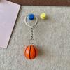 Creative 3D Basketball Football Keychain Handmade Resin Sport Theme Decoration For Bags Keys Car Interior Gift