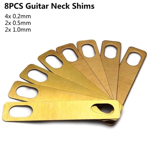 TISHITA 8-Piece Guitar Neck Shim Set, 0.2mm, 0.5mm, and 1mm, for Guitar and Bass Necks, Musical Instrument Accessories