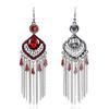 Vintage Geometric Alloy Drop Earrings With Embellished Gems For Womens Casual Wear