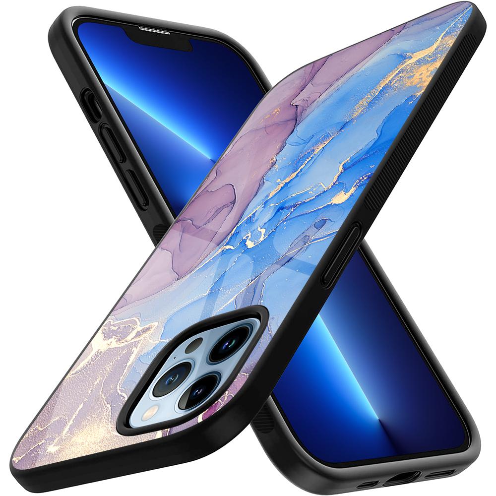 Kunst Marmor Mode Telefon Fall Für Iphone 14 13 11 12 Pro Max Mini Xs Xr X 7 8 6s Plus Se 2022 Gehärtetem Glas Abdeckung Stoßstange Fundas