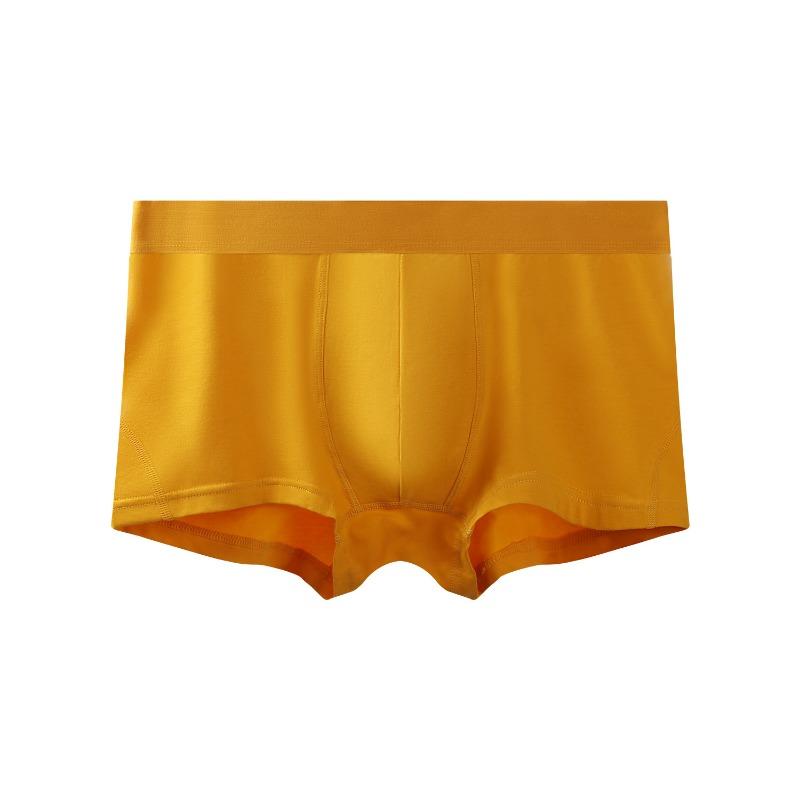 Men Loose Solid Color Cotton Mid Waist Antibacterial Breathable Boxer Briefs