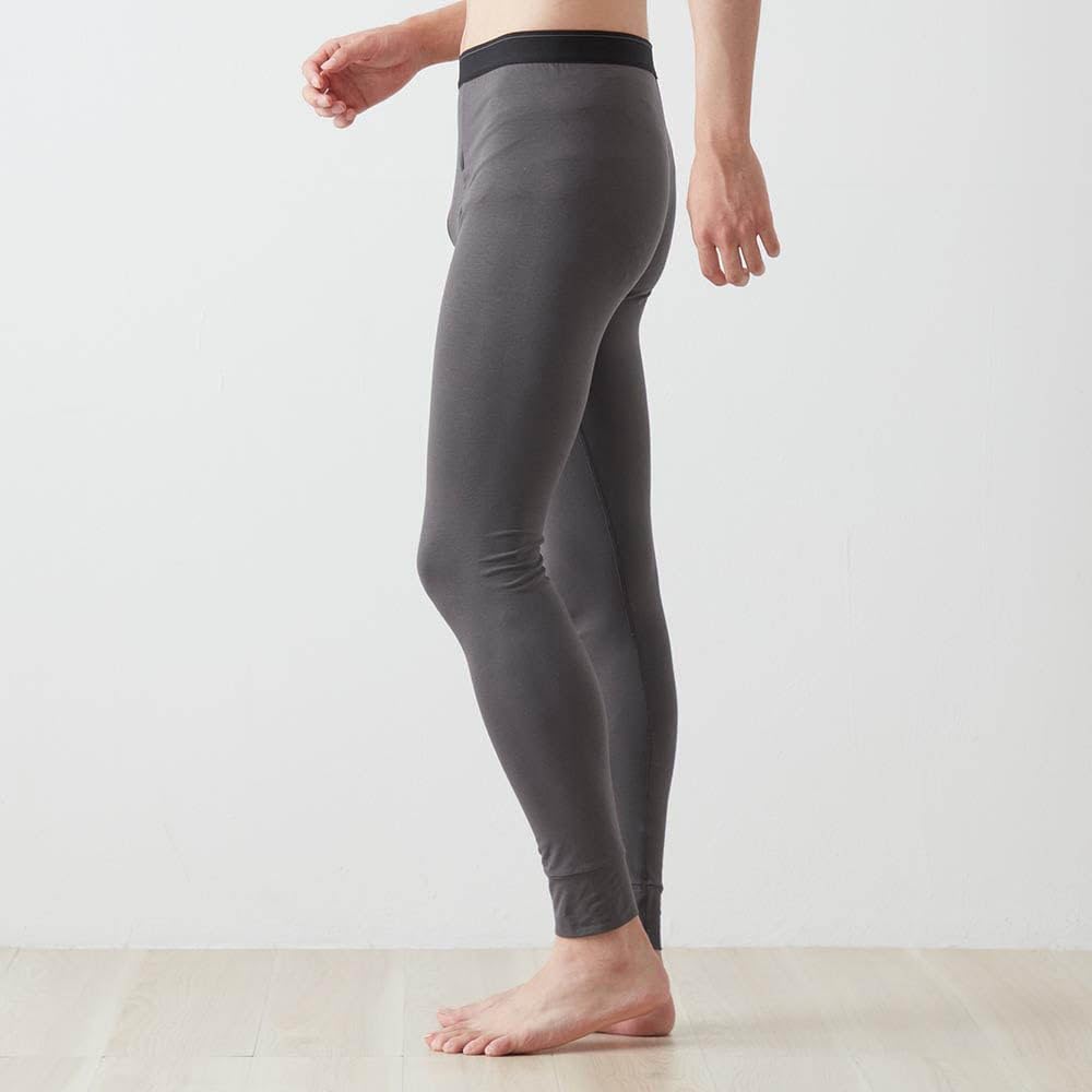 Belle Maison Open Cotton Warm Size L Men's Full-Length Tights, Front, Blend, Innerwear, Hotcot, Black,