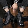 2025  New Vintage Work Boots for Men High Top British Style Men's Leather Boots Spring Autumn New Designer Platform Shoes