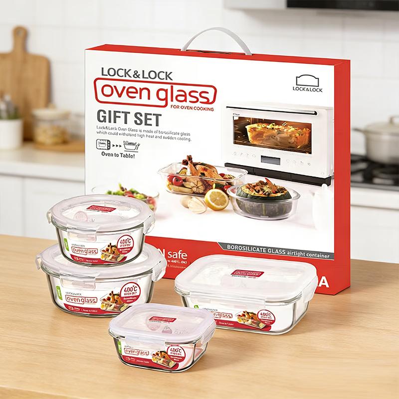 LOCK&LOCK Plastic Lunchbox & Storage 4-Piece Set