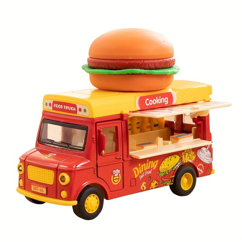 Simulación Aleación Helado Hamburguesa Comida Rápida Camión Modelo Sonido y Luz Rebote Coche de Juguete para Niños Regalo