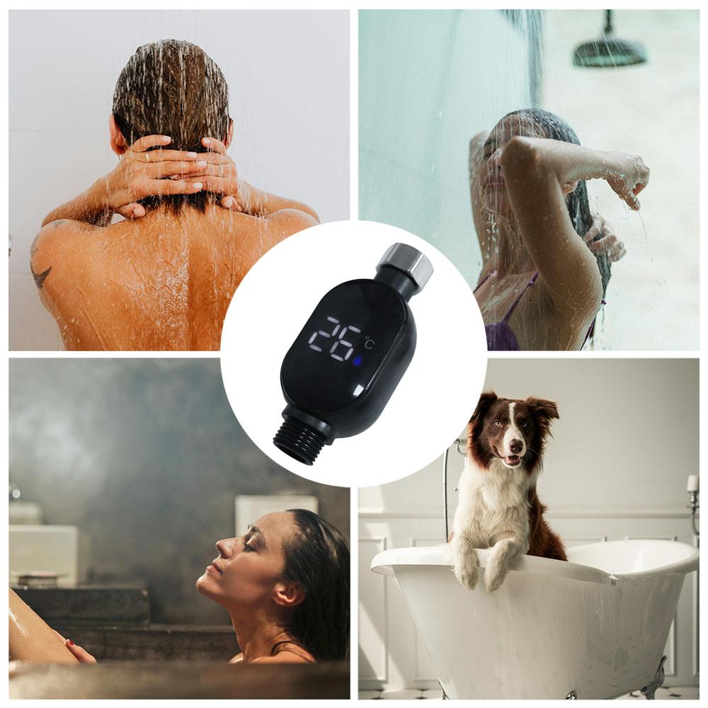 Přesné měření LED displej Teploměr Nerezový sprchový teploměr Instalace na baterii