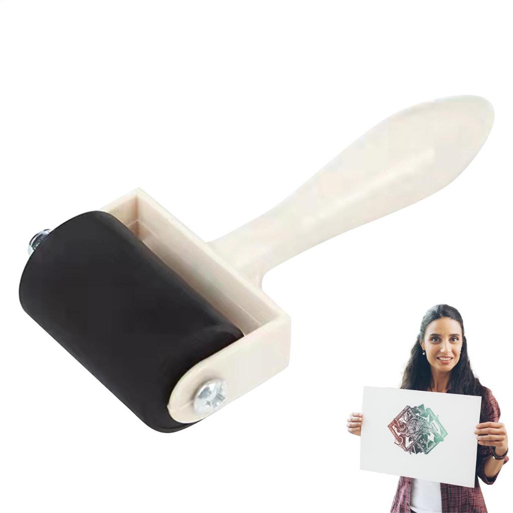 Glue Roller Crafting Paint Roller with Wooden Handle Ink Applicator Stamping Tool for Printmaking Transfer Scrapbooking Art