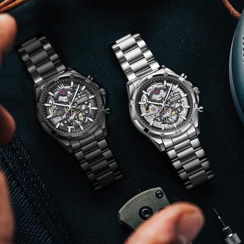 Mark Fairwhale Waterproof Luminous Double-Sided Skeleton Automatic Mechanical Watch