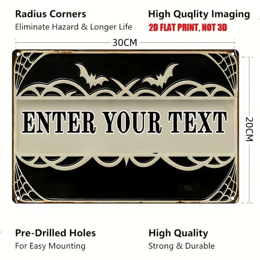 Spider Web Bat 2D Flat Tin Sign Weather Fade Resistant Wall Decor Decorative Home Store Gift