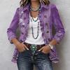 Women's Fashion Floral Print Long Sleeve Ruffle Button Down Blouse for Casual Wear