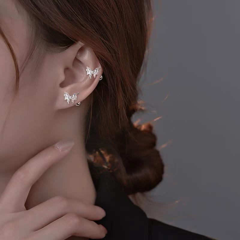 

1 пара блестящих сережек-бабочек в виде ушных косточек, изящные уникальные маленькие серьги для женщин и девочек, простые универсальные серьги, ювелирные подарки
