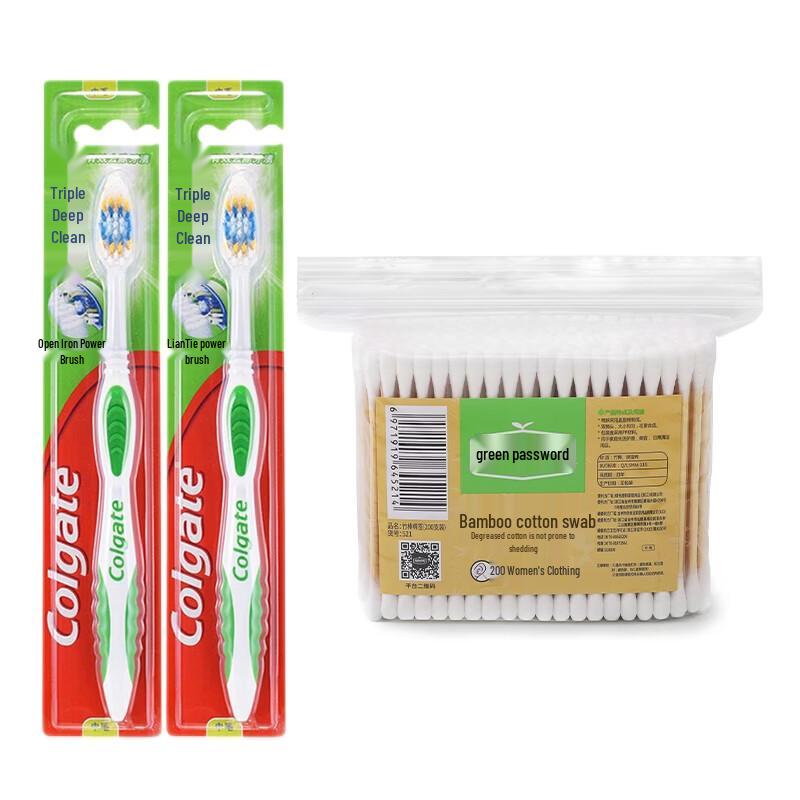 

Colgate Triple Deep Clean Toothbrush & Bamboo Cotton Swabs Bundle