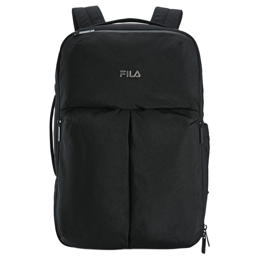 FILA White Fashion Simple Casual Business Commuter Versatile Durable Water-Resistant Lightweight Design Laptop Backpack Fabric F13M623107F Jet Black