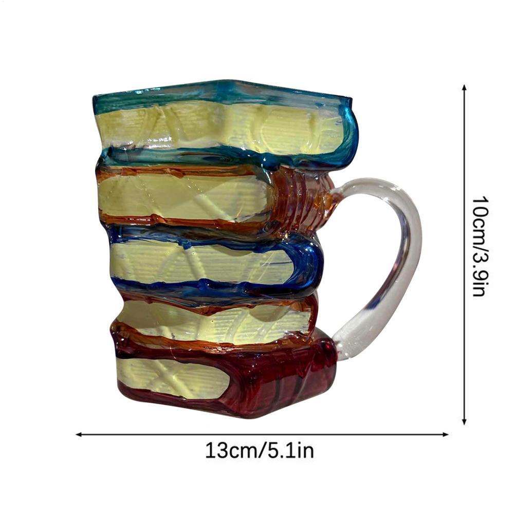 Novelty Coffee Cup Vintage 3D Painted Book Design Glass Water Drinking Cups Kitchen Accessory Ergonomic Handle Drinkware Mugs