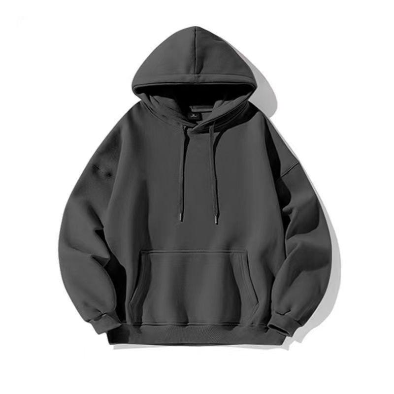 Мужская свободная повседневная однотонная толстовка с капюшоном в корейском стиле - модная осенняя куртка для пар L темно-серого 1598₽