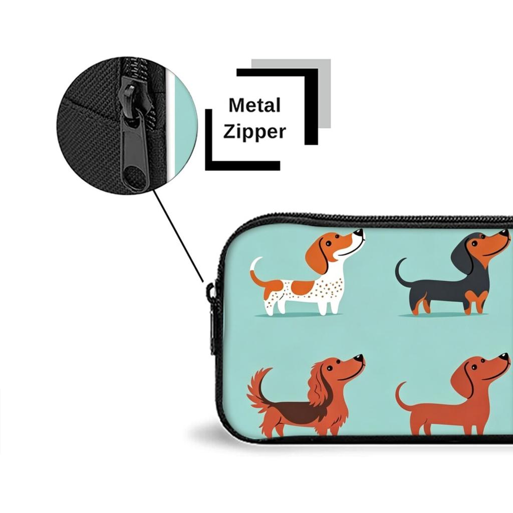 Cute Dachshund Print Single Layered Pencil Case for Boy/Girls Best Gifts Cartoon School Supplies Pencil Pouch for Children