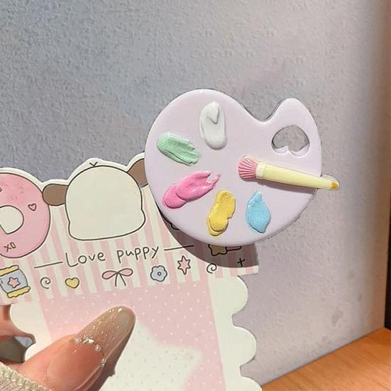 3Pcs Girl Hairpin Macaron Colors Palette Shape Resin Hair Clip Stable