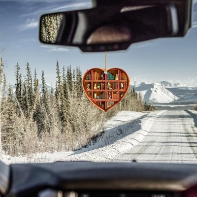 Yousheng Heart Shaped Christmas Ornament Acrylic Bookshelf Xmas Tree Hanging Decorations 2D Flat Printed Book Gifts for Book Lovers