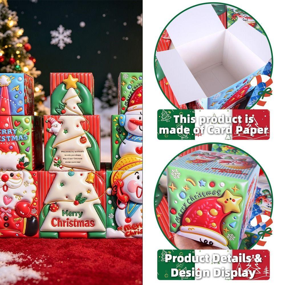 3PCS Santa Claus Christmas Gift Box 3 Size Cookies Snack Boxes Candy Gift Boxes  Home Decoration