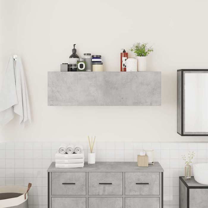 VidaXL Wall-mounted Bathroom Cabinet Concrete Grey 100x25x30cm Engineered Wood 860097