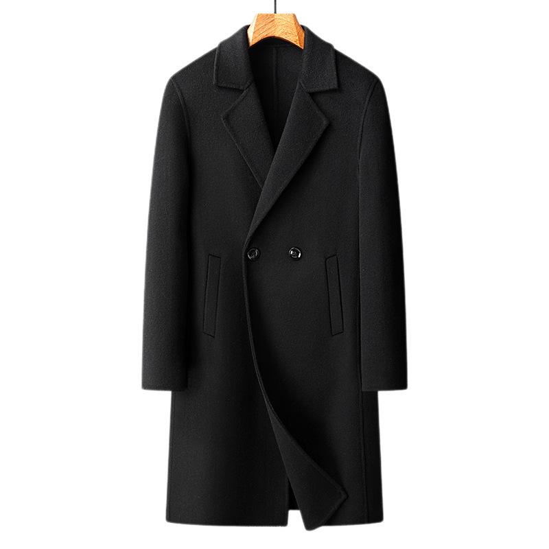 Herbst und Winter Neuer Herren-Wollmantel doppelseitig Mittel und Lang Anzugkragen Kaschmirmantel Herren Woll-Trenchcoat