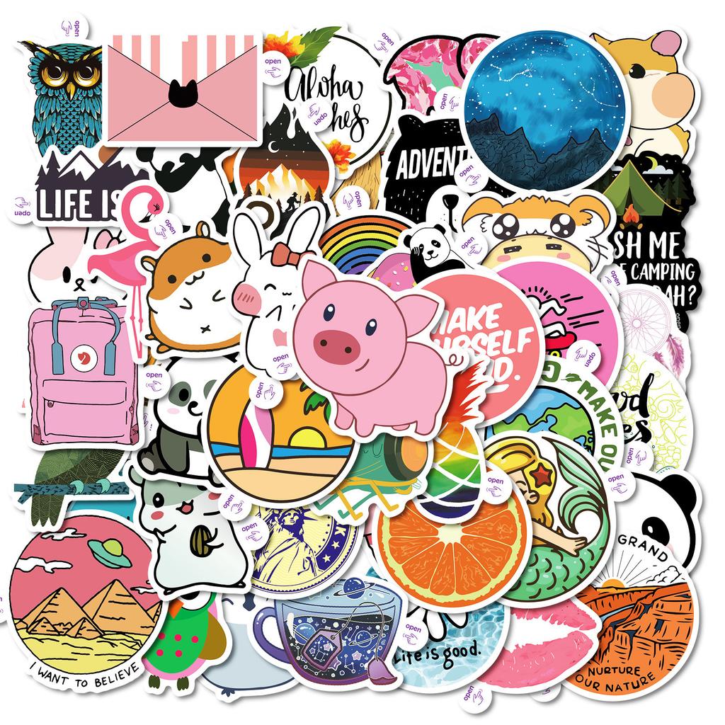 50 High-value Creative and Easy-to-tear Small Ear Series Graffiti Stickers Cute Jellyfish Decorative Stickers