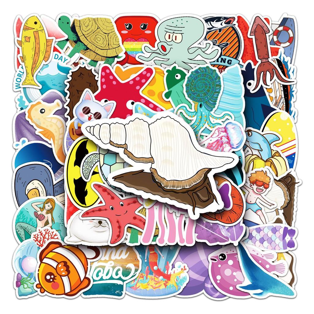 50 Photos of Marine Style Personalized Fashion DIY Decorative Stickers Laptop Scooter Graffiti Stickers