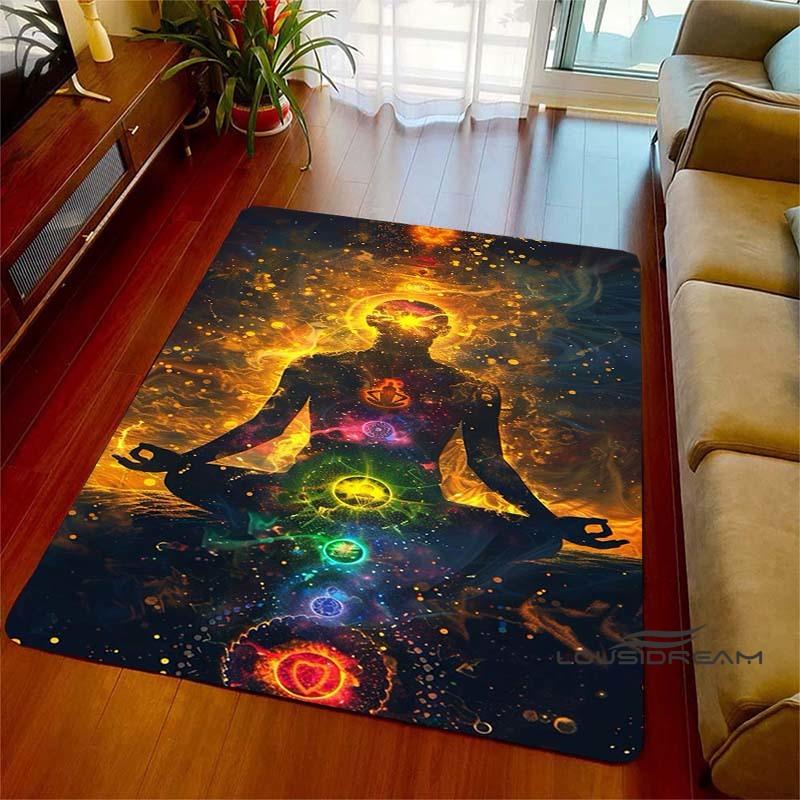 3D Rainbow 7 Chakra Rug, Bedroom Rug for Living Room, Home Sofa Decor, Kids Play Mat, Large Decor Rug, Yoga Meditation001