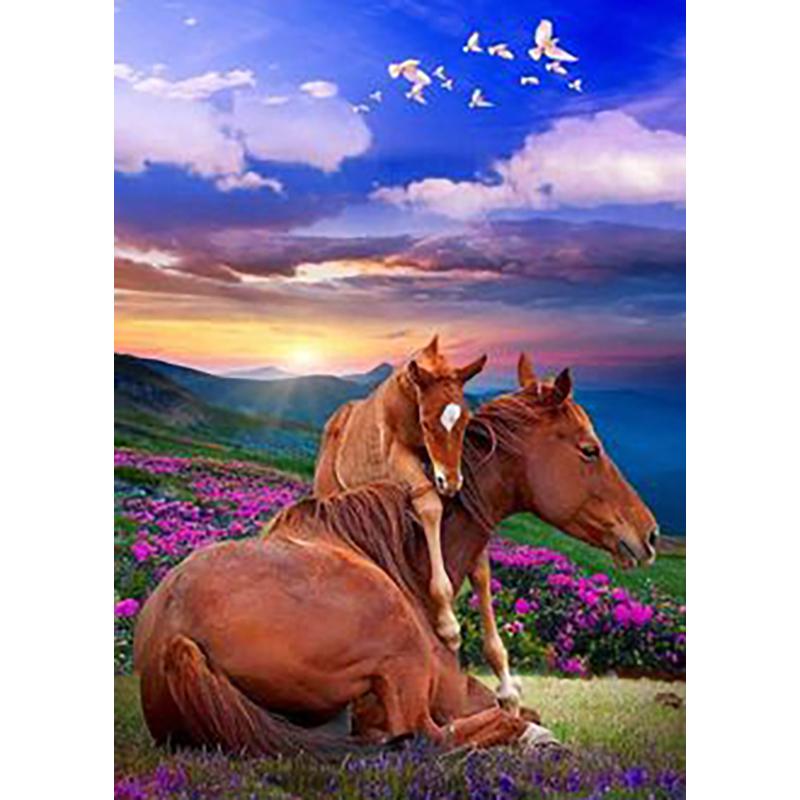 Diy 5d Diamond Painting Animal Full Drill Round Drill Diamond Embroidery Cross Stitch Kits Horse Wall Art Home Decor Gift