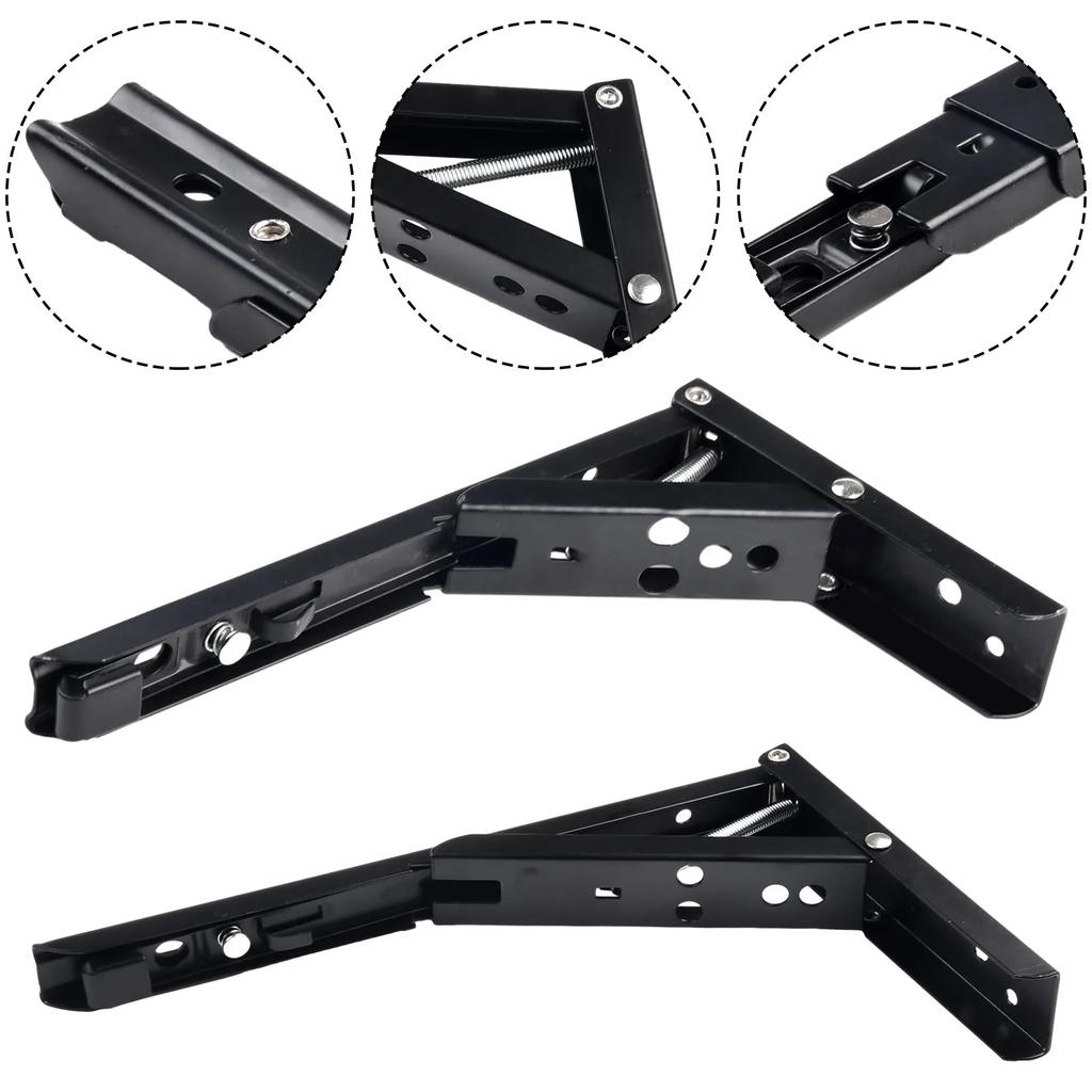 4/8/10/12 Inch Wall Mounted Triangle Folding Angle Bracket Work Bench Table Shelf Bracket Furniture Heavy Support Hardware
