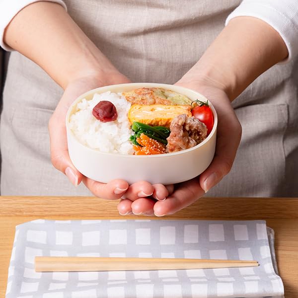 CORETARI Bento Microwave and Dishwasher Small White (Coretari) Japanese-Made Box, Two-Tier, 430ml, Safe, Oval,