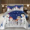 Copriletto Buon Natale, Set Copriletto Pupazzo di Neve Kawaii Queen/Full per Camera da Letto Bambini Ragazzi Ragazze, Set Piumino Tema Natale Cartone Animato