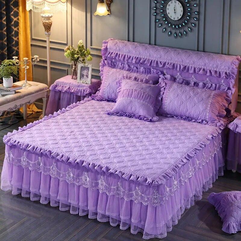 Home Warm Cotton Bed Spreads Thickened King Size Bed Cover Antiskid Bed Cover Lace Bedspreads Queen Size Bed Decoration