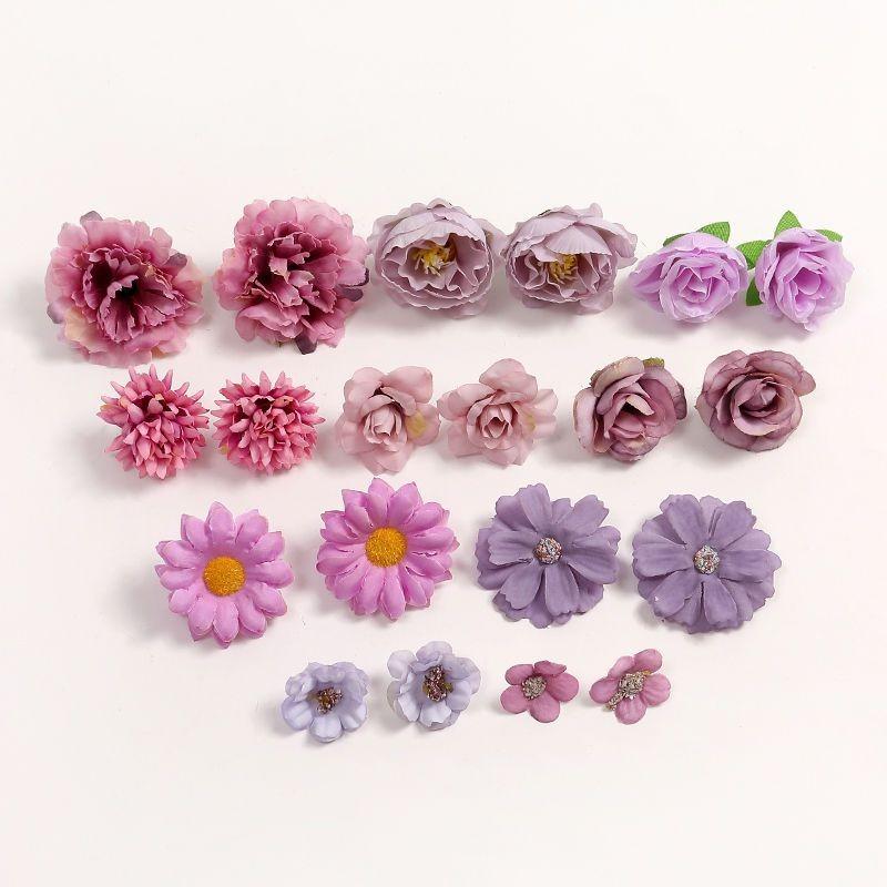 20Pcs Mini Silk Artificial Flowers Fake Rose Daisy Flower Heads Autumn Decoration for Home Room Wedding Wreath Accessories Gifts