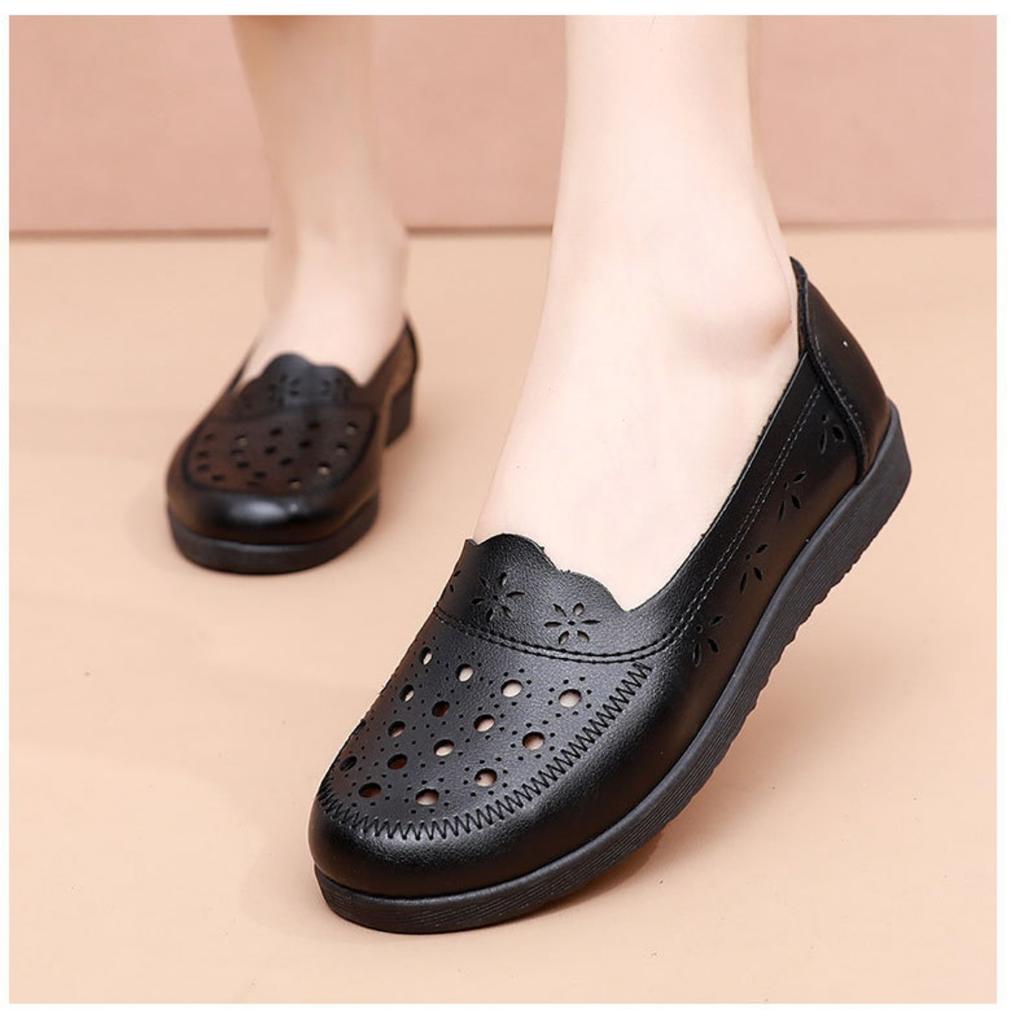 Sandals Summer Breathable Fashionable Hollow Leather Shoes Soft Sole Non Slip Flat Bottom Women's Shoes Perforated Shoes