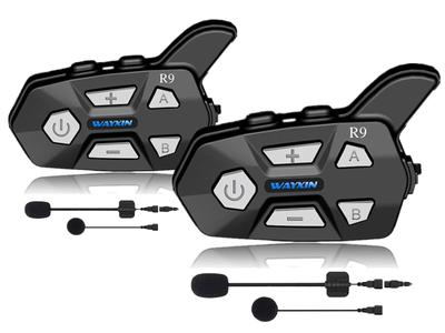 Zestaw 2 interkomów Bluetooth do kasku motocyklowego dla maksymalnie 6 kierowców, wielokanałowy, wodoodporny interkom, 1500 m