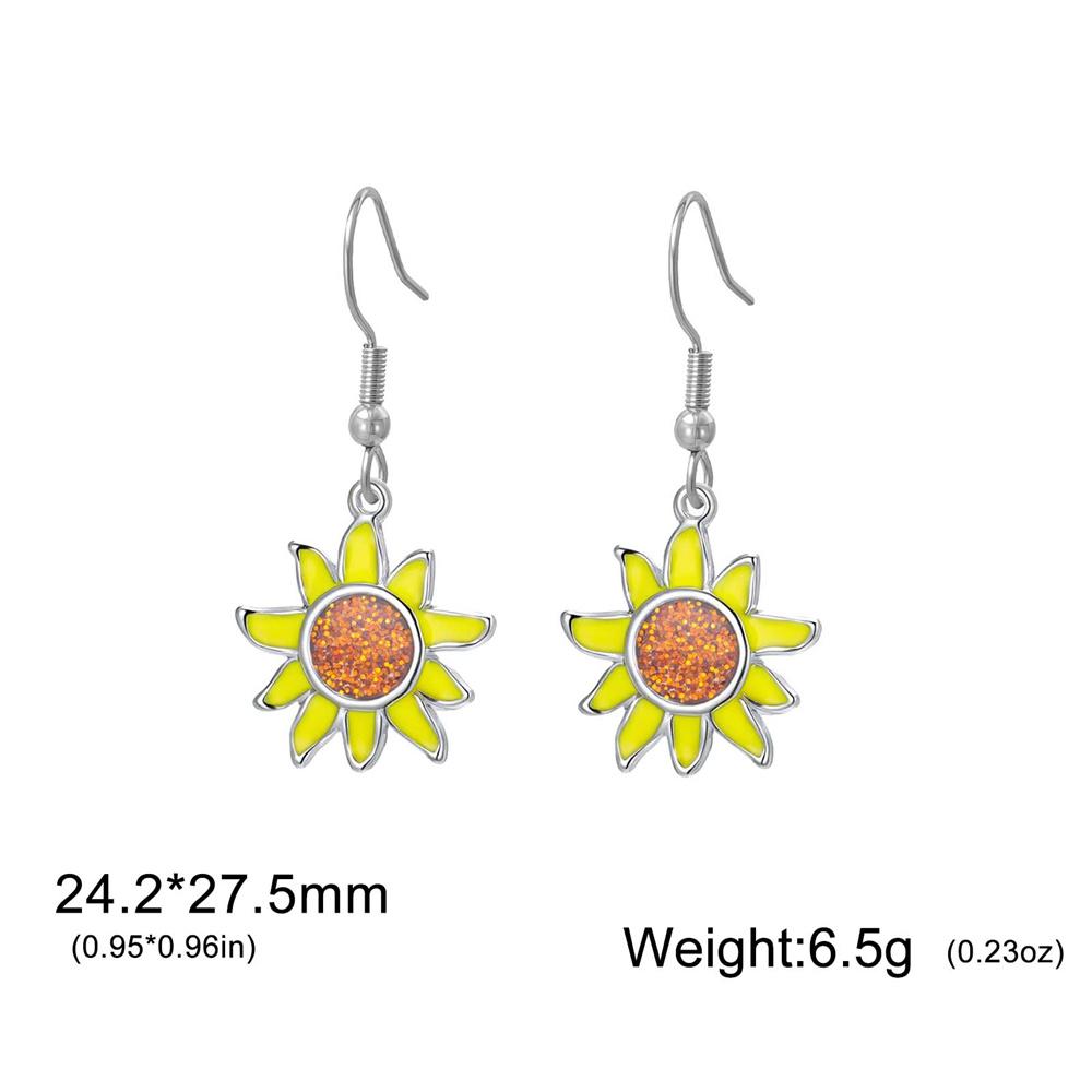 My Shape Sun Flower Dangle Earrings for Women Girls Drop Oil Flower Charms Stainless Steel Drop Earring Jewelry Girlfriends Gift