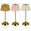 Small Pleated Nightstand Lamp USB Rechargeable Bedside Lamp Cordless Night Light for Bedroom Living Room Home Office Decor