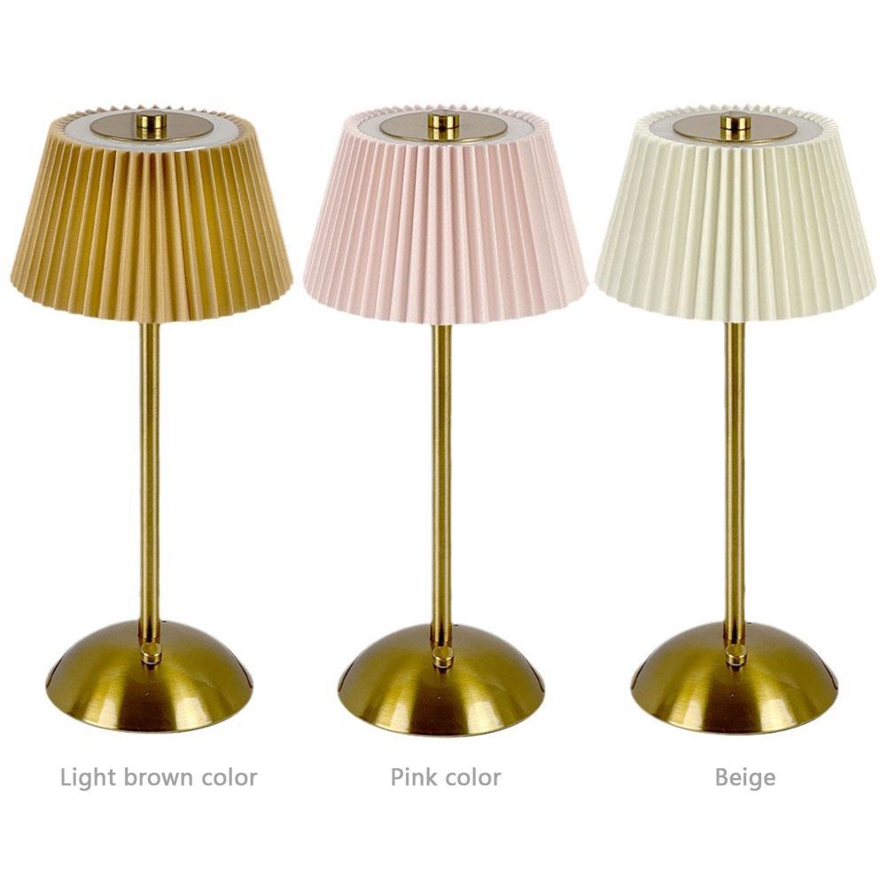 Small Pleated Nightstand Lamp USB Rechargeable Bedside Lamp Cordless Night Light for Bedroom Living Room Home Office Decor