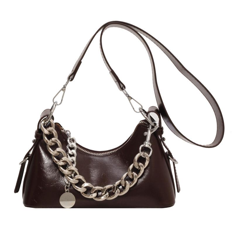 

Премиальная маленькая сумка весна и лето новый тренд городская простая мода на одно плечо через плечо сумка подмышку темно-коричневого