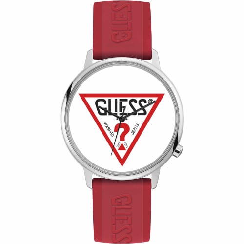 

Guess Originals Red Logo Watch in Silver Tone