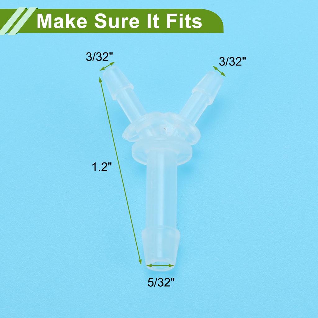 HOPESPANNER Kunststoff Schlauchanschluss 3/32" x 5/32" x 3/32" Y-förmiger Widerhakenverbinder PP 4 Stück