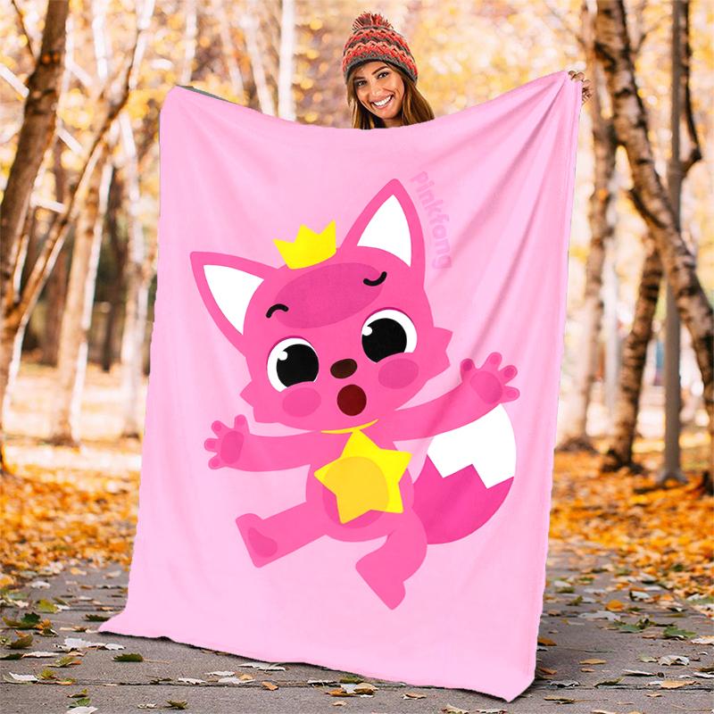 pinkfong Flannel Blanket Soft Warm All-Season Throw, Design for Camping, Car Travel, Hiking Sofa, Bed, Office Perfect Gift for Parties