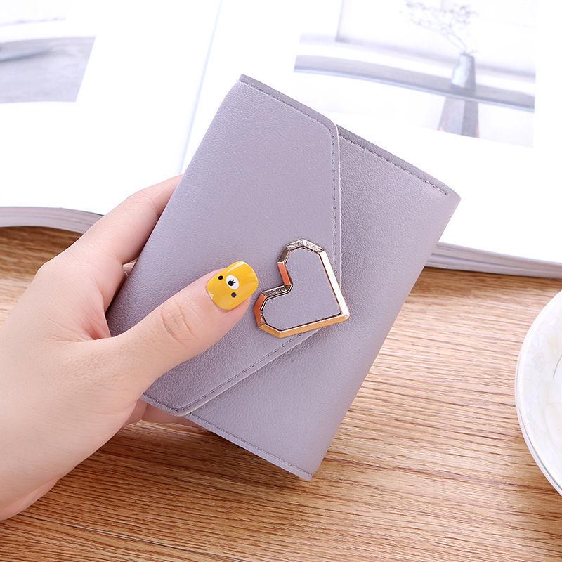 Heart Mini Korean Short Wallet for Female Students - Fashion Coin Purse & Card Holder
