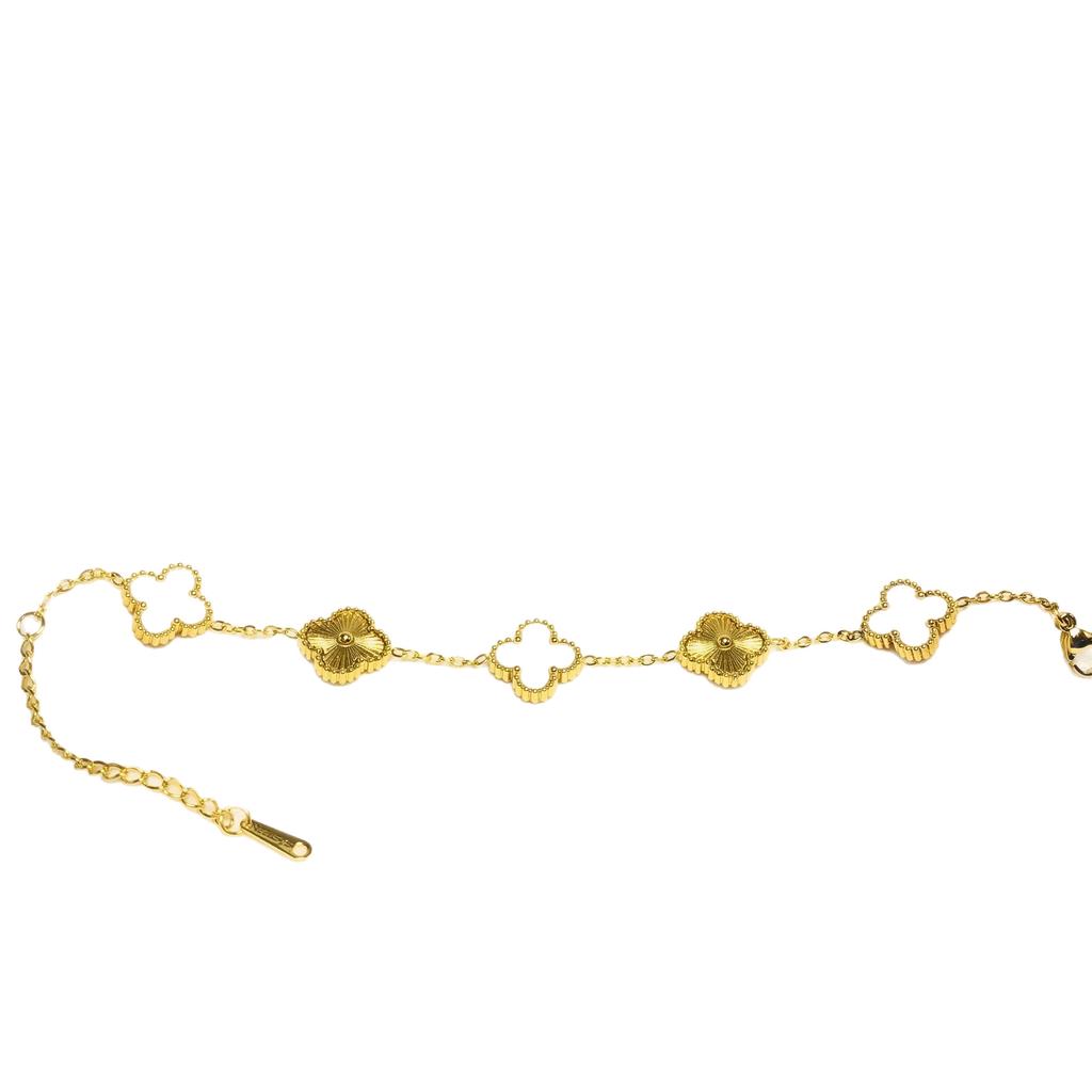 Bransoletka 13mm Czterolistna Koniczyna Pięć Kwiatów 18K Modna Wysokiej Klasy Bransoletka Damska