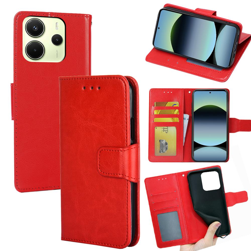 For Xiaomi Redmi Note 14 4G (163.25mm) Case Wallet PU Leather+TPU Folding Stand Phone Cover