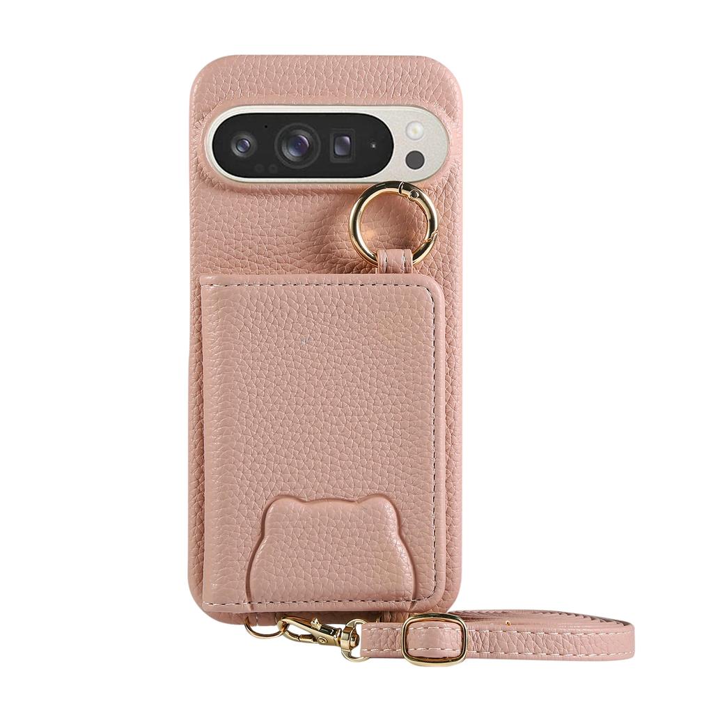 Crossbody Cards Solt Leather Wallet Mirror Ring Holder Case Google Pixel 9 Pro XL 8 8Pro 8A 7 6 7A 6A Long Lanyard Cute Cover