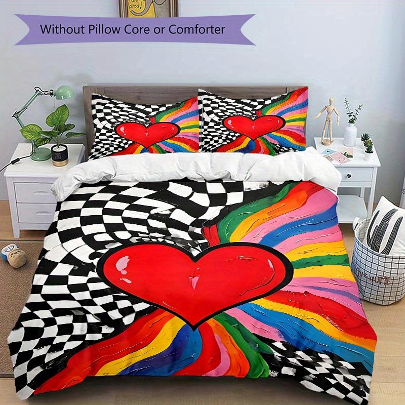 3pcs Heartbeat Bedding Set, Breathable and Soft, Suitable for All Seasons, Ideal for Home Use, Suitable for Bedroom Decor 21133